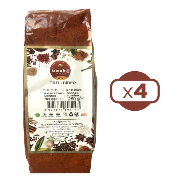 Karadağ Tatlı Toz Kırmızı Biber 250 gr x 4 Adet - 1