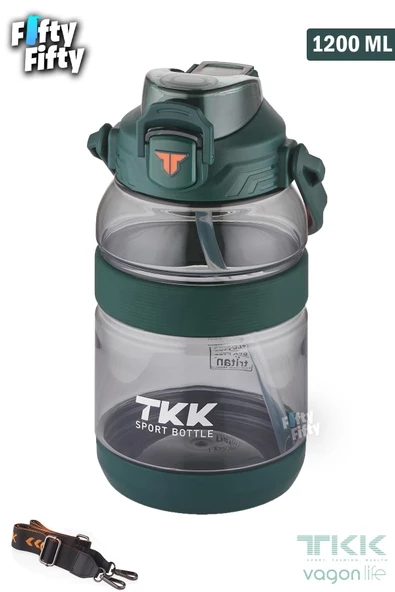 TKK 1200 ML Tek Kapak Çift Kullanım Pipetli/Rahat İçim Tritan Su Matarası-FFTKK1026-1200ML - 12