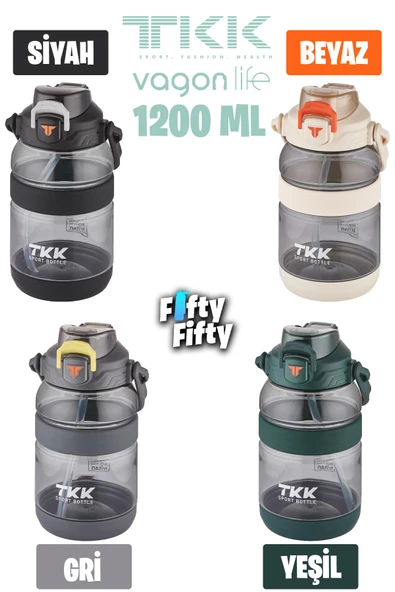 TKK 1200 ML Tek Kapak Çift Kullanım Pipetli/Rahat İçim Tritan Su Matarası-FFTKK1026-1200ML - 9