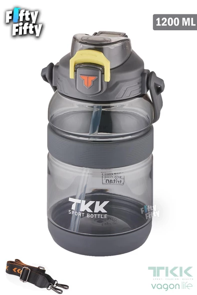 TKK 1200 ML Tek Kapak Çift Kullanım Pipetli/Rahat İçim Tritan Su Matarası-FFTKK1026-1200ML - 4