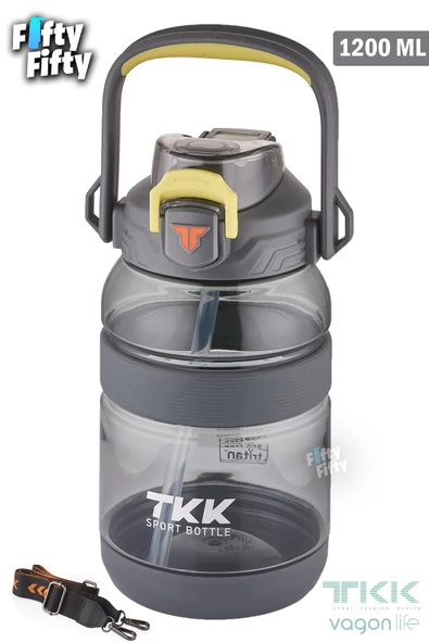 TKK 1200 ML Tek Kapak Çift Kullanım Pipetli/Rahat İçim Tritan Su Matarası-FFTKK1026-1200ML - 2