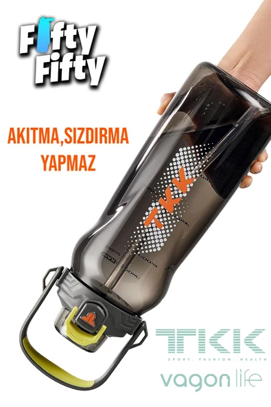 TKK 1500 ML Tek Kapak Çift Kullanım Pipetli/Rahat İçim Tritan Su Matarası-FFTKK1027-1500ML - 8