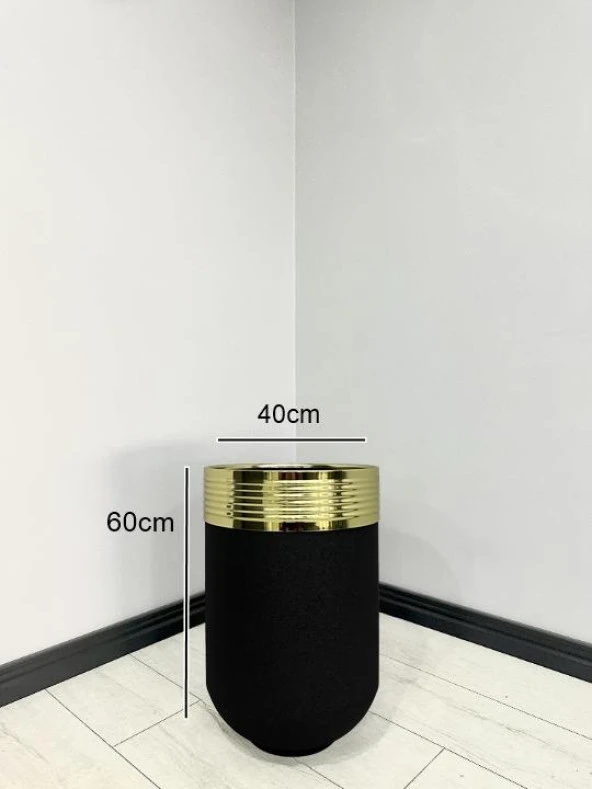 ELEGANT Dekoratif Gold Darbuka Siyah Saksı 60cm - Resim 2