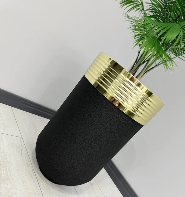 ELEGANT Dekoratif Gold Darbuka Siyah Saksı 60cm - Resim 3