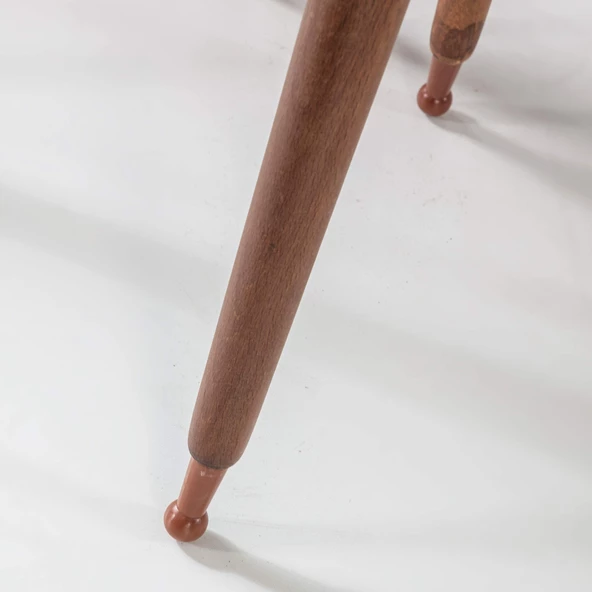 3'Lü Ahşap Yuvarlak Zigon Sehpa Ceviz Lüx Ayaklı B7 - 5