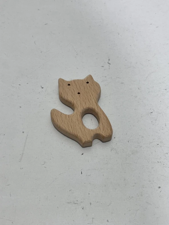 Kedi Figürü Doğal Ahşap Diş Kaşıyıcı - 3