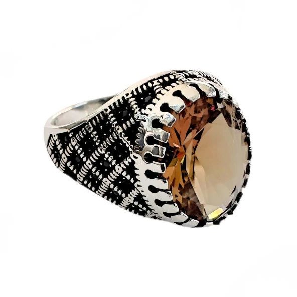 Zultanit ve Siyah Zirkon Taşlı Gümüş Yüzük 230048156G13Y ürün görseli