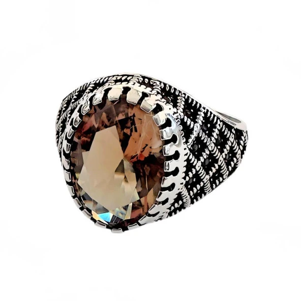 Zultanit ve Siyah Zirkon Taşlı Gümüş Yüzük 230048156G13Y - Resim 2