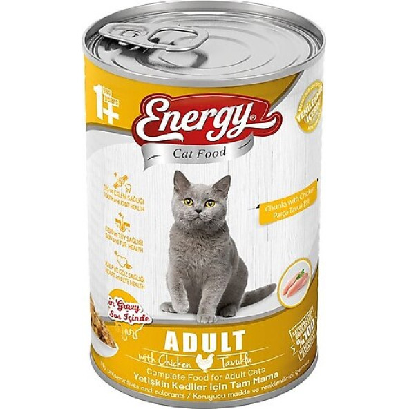 ENERGY YETİŞKİN KEDİ TAVUKLU KONSERVE  YAŞ MAMA 400GR