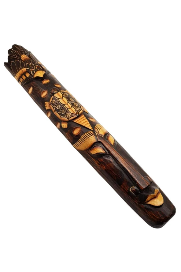 Dekoratif Ahşap Totem Aborjin Tiki Mask 100cm El Yapımı - Resim 7