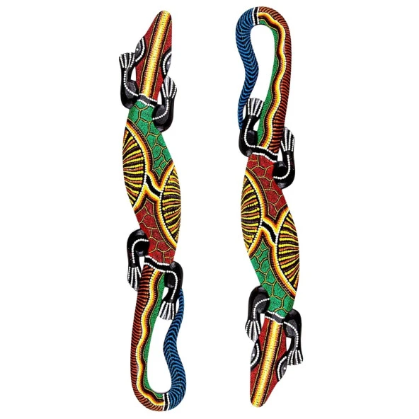 Ahşap Aborjin Desenli Gecko Duvar Dekoru 100cm - Resim 3