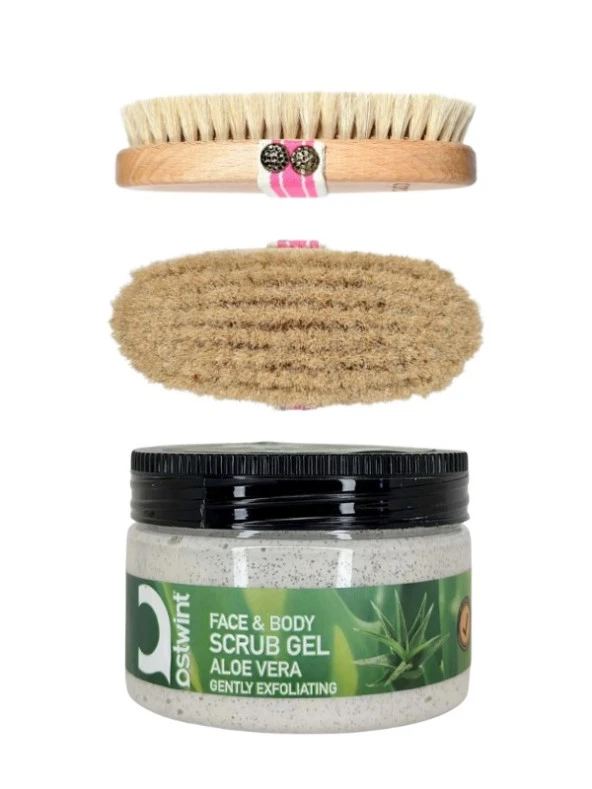 LA PERLA %100 DOĞAL AT KILI FIRÇA 9067 + Face Body Scrub Gel Aloe Vera 300ML - 2