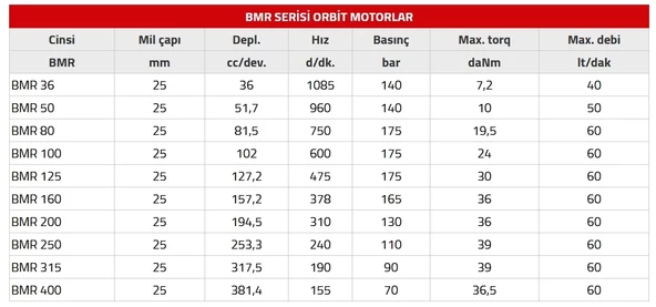 Orbit Hidromotor Serisi BMR - 100 - Resim 3