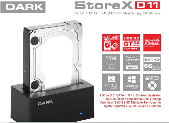 Dark StoreX.D11 3.5"-2.5" SB 3.0 SATA Disk İstasyo