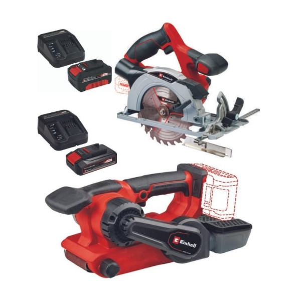 Einhell TE-CS 18/165/1 Daire Testere TP-BS 18/457 Tank Zımpara 2.5+4.0ah Akülü Set