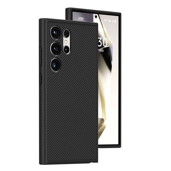 Galaxy S24 Ultra Kılıf Magsafe Şarj Özellikli Karbon Fiber Görünümlü T-Karbon Kılıf - Resim 4