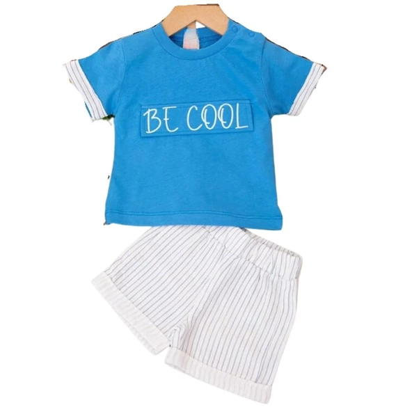 NAZAR BE COOL BASKILI MÜSLİN ŞORTLU ERKEK ÇOCUK TAKIM