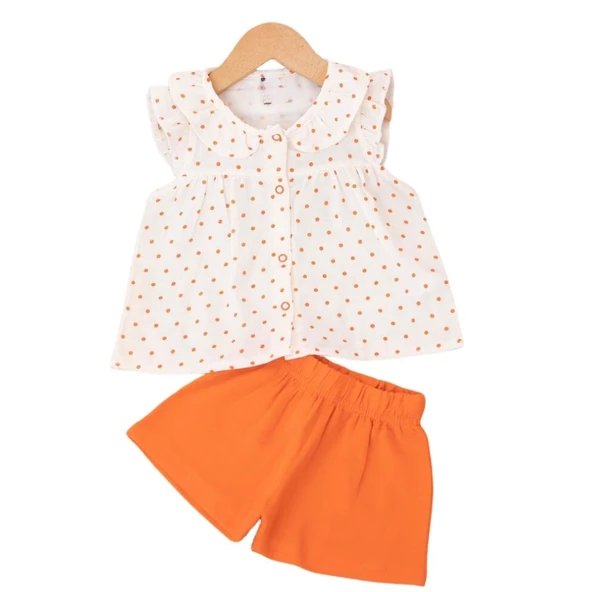 NAZAR PUAN DESENLİ YAKALI MÜSLİN KIZ BEBEK TAKIM