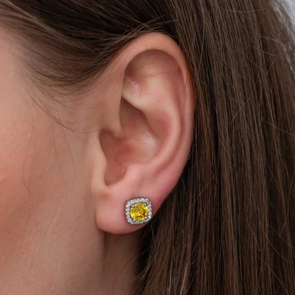 925 Ayar Gümüş Sarı Baget Taşlı Kadın Set - 3