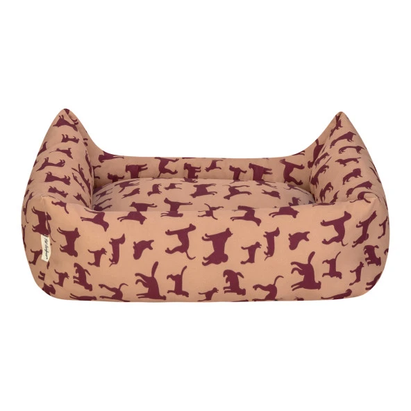 Pet Comfort Uniform Bej-Bordo Köpek Yatağı M 70x60cm - Resim 3