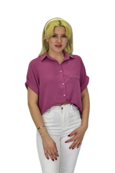 Kadın Ayrobin Kısa Kol Gömlek BGL-ST03696 - Resim 12