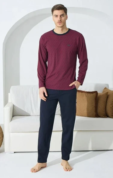 Kly 9243 Uzun Kol 0 Yaka 4 Mevsim Erkek Pijama Takımı - 2
