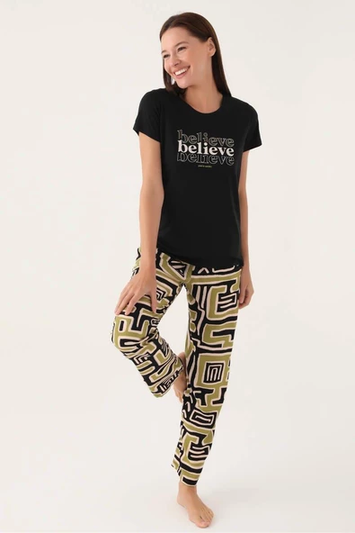 Pierre Cardin 8817 Believe Kadın Kısa Kol Pijama Takımı - 8