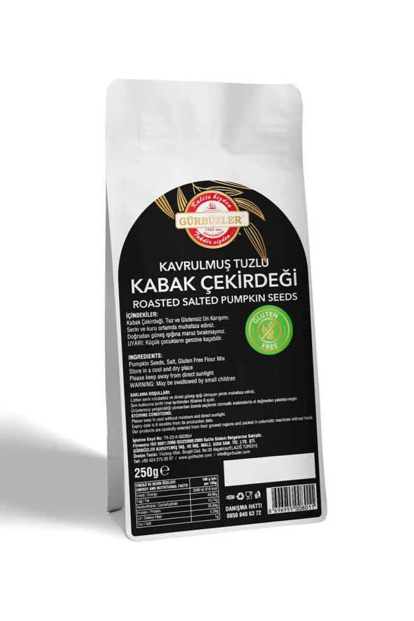 Gürbüzler Glutensiz Kabak Çekirdeği Kavrulmuş Tuzlu 250 Gram - 2