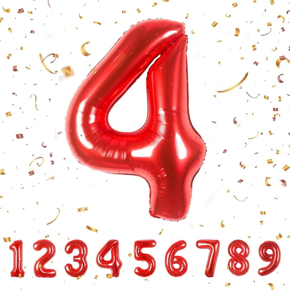 Benim Marifetlerim 4 Rakamı Kırmızı Folyo Balon 16 inch 40 cm ürün görseli