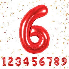 Benim Marifetlerim 6 Rakamı Kırmızı Folyo Balon 16 inch 40 cm ürün görseli