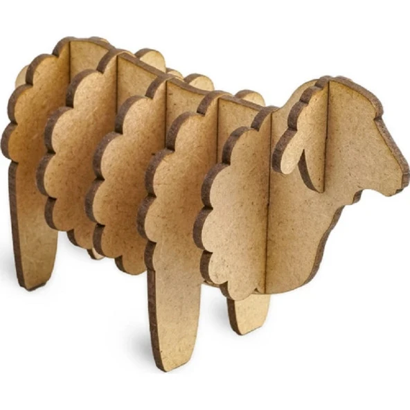 MAKET 3D AHŞAP MAKET KUZU AHŞAP BOYAMA MAKETİ NATUREL AHŞAP BOYAMA KUZU EĞİTİCİ OYUNCAK KUZU BOYAMA ürün görseli