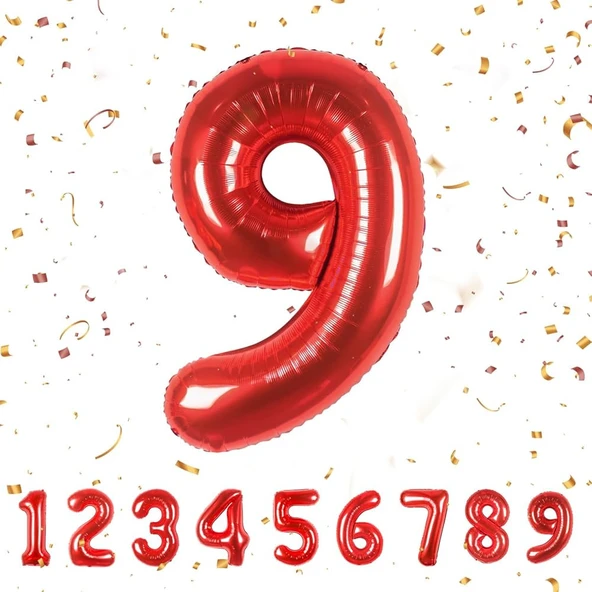 Benim Marifetlerim 9 Rakamı Kırmızı Folyo Balon 16 inch 40 cm ürün görseli