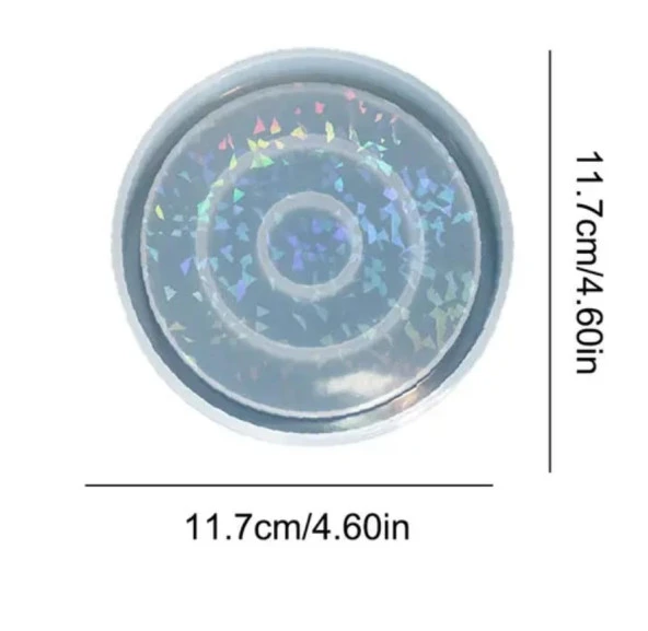 Hologramlı Büyük Yuvarlak Bardak Altı ve Dekoratif - Hobi Silikon Kalıbı -Kod:
