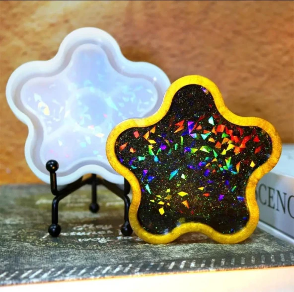 Hologramlı Küçük Yuvarlak Bardak Altı ve Dekoratif - Hobi Silikon Kalıbı -Kod:476 - 2