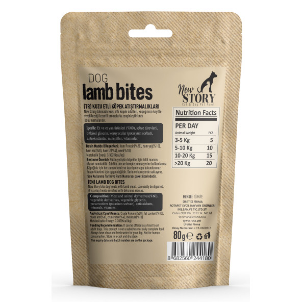 Amore Puppy 12li Kuzu Etli Pirinç Yavru Köpek Konservesi Ezme, New Story 3x80gr Lamb Bites Ödül - 4