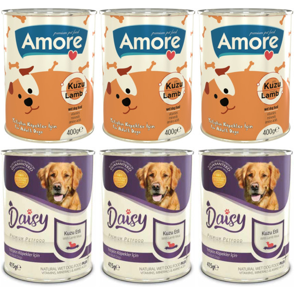 Amore Kuzu Etli Yetişkin Köpek Konservesi 6x400gr, Ve Daisy