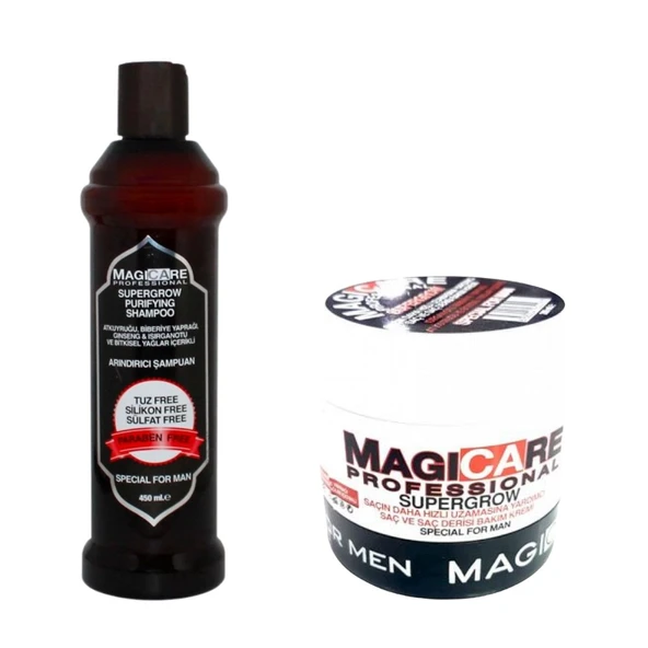 Magicare Supergrow Purifying Erkekler Için Şampuan 450 ml+Magıcare Supergrow Specıal Erkek Saç Kremi