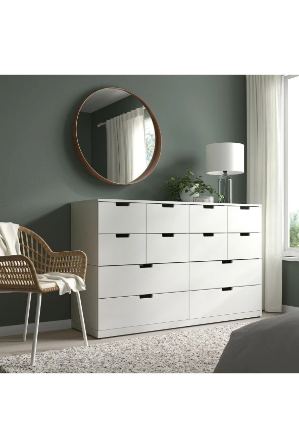 Stockholm Ayna, Ceviz Kaplama Yuvarlak Ayna Modern Şekilli - Resim 5