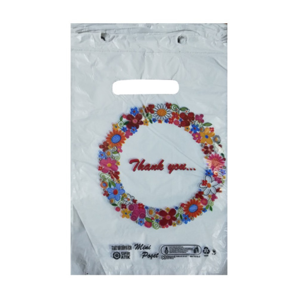 Beyaz Poşet 100'lü No 0 Takviyeli Poşet 20x30 cm El Geçme Baskılı Blok Poşet - 2