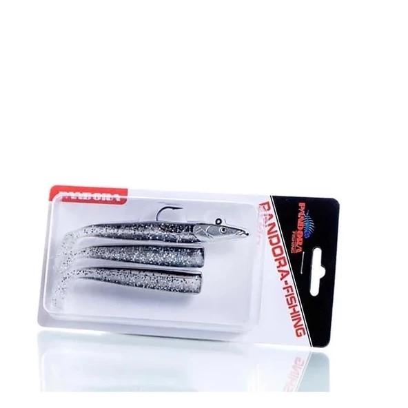 Pandora Sandeel 10cm 14gr 3+1 Silikon Yem  Black / Silver Body ürün görseli