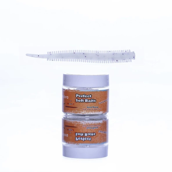Pandora Perfect Soft Baits Sandworm 7cm Kavanozlu LRF Silikonu  Pearl White