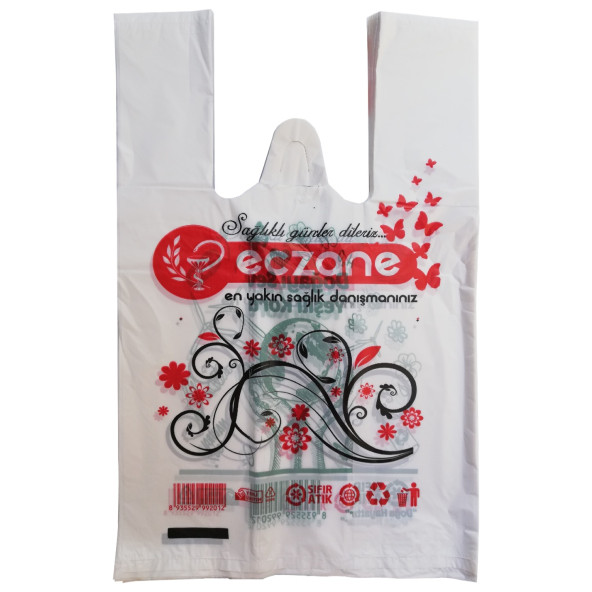 Bio Eczane Poşeti Baskılı Mini Atlet Boy Eczane Poşeti 22x35 Cm 5 Kg X 1000'li