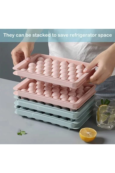 Küre Buz Kalıbı Kapaklı 33 Hazneli Yuvarlak Buz Kalıbı Kokteyl Sunum Buz Kalıbı 1 Adet - 4