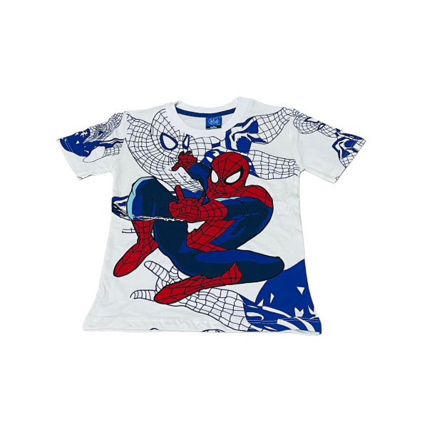 Spiderman Temalı Krem Çocuk Tişört ve Şort Takımı - 3