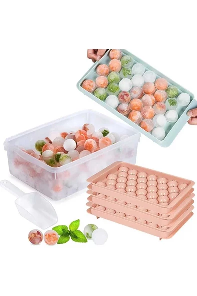 Küre Buz Kalıbı Kapaklı 33 Hazneli Yuvarlak Buz Kalıbı Kokteyl Sunum Buz Kalıbı 1 Adet - 3