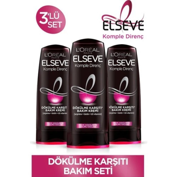Elseve Komple Direnç Dökülme Karşıtı Saç Bakım Kremi 3x390 ML