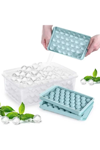 Küre Buz Kalıbı Kapaklı 33 Hazneli Yuvarlak Buz Kalıbı Kokteyl Sunum Buz Kalıbı 1 Adet - 5