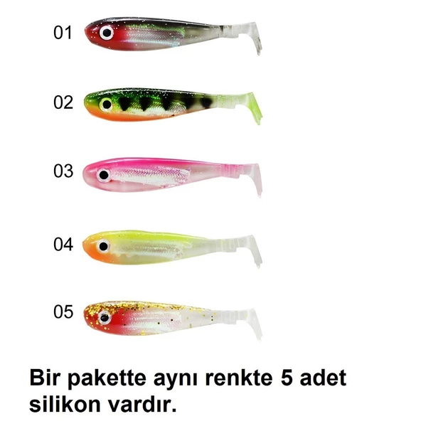 Captain 3074 Duck Tail Soft 9cm 8.6gr 5'li Paket Silikon Yem İğnesiz