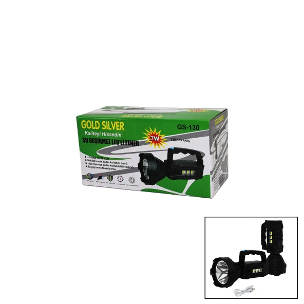 2IN1 7W LED - COB SOLAR - USB ŞARJLI EL FENERİ SU GEÇİRMEZ