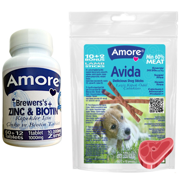 Amore Köpek Brewers 72li Çinko Biotin Tüy Döküm Tableti, Avida 12li Dog Sticks